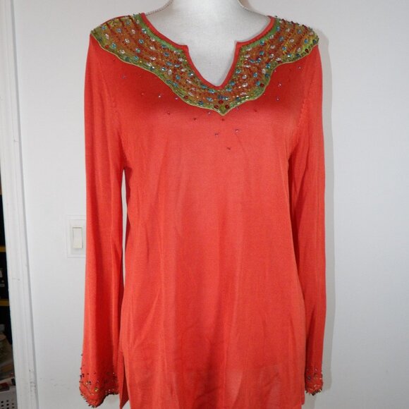 Sweaterworks Sweaters - Sweaterworks Women's Orange Sweater Rhinestones Size XL